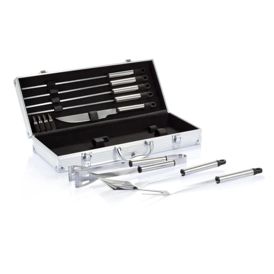 12-delige barbecueset | RVS | Aluminium box | Zilver (428;30)