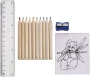 Drawing set | Cardboard | With 10 coloured pencils, ruler 15cm & sharpener | Eco friendly