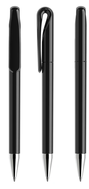 Prodir twist ballpoint pen DS1TPC | Recycled ABS | Polished & chrome finish metal | black
