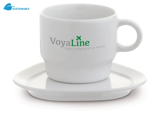 Kleine beker/saucer | 180ml | Hoogwaardig porselein | Wit