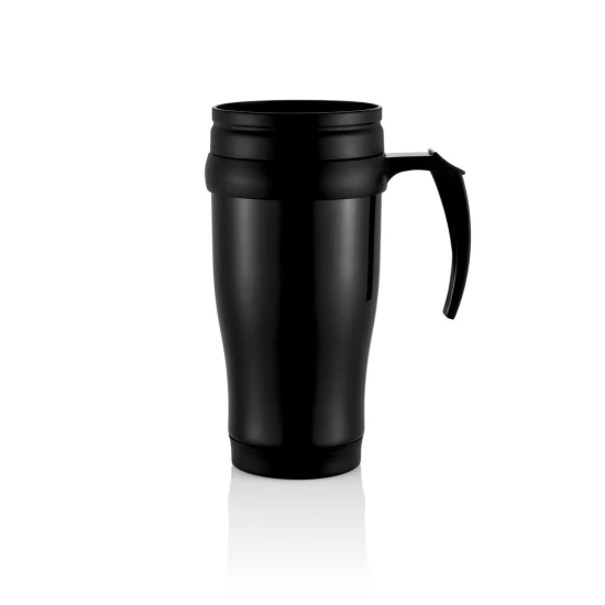 Tasse | Edelstahl & PP | 350 ml | Deckel und Boden in Schwarz | Black (30)