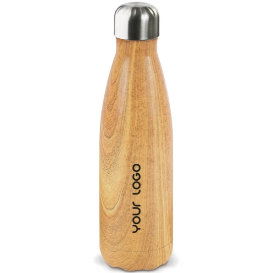 Swing thermo bottle | Stainless steel | 500ml | Wood look | Durable | Wood