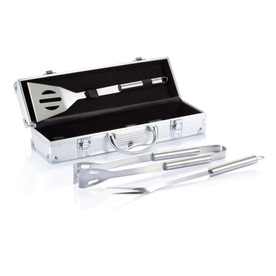 3-teiliges Grillset | Edelstahl | Aluminiumbox | Silver (428;30)