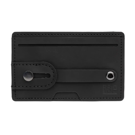 Phone Card RFID | PU material | Holder & stand | 2 bank cards | Black