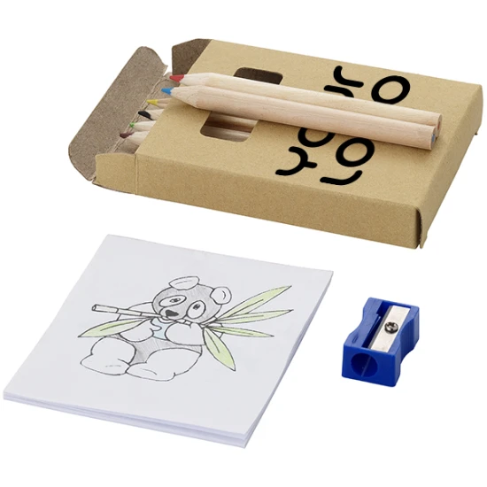 8-teiliges Malset | Papier | Inkl. Stifte, Anspitzer und Malbuch | natur