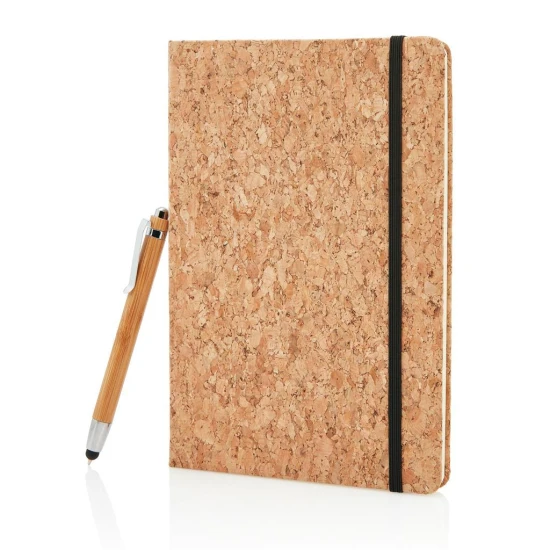 A5 notebook | Natural cork | 160 ruled pages | Incl. bamboo pen | Brown (4655)