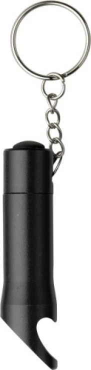 Schlüsselanhänger mit Flaschenöffner | Aluminium | LED-Leuchten | Schwarz
