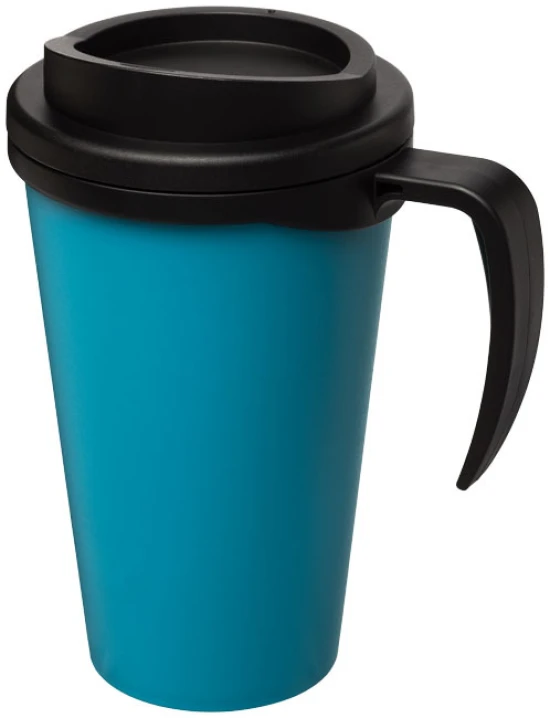 Thermo mug | PP Plastic | 350ml | Made in the UK | aqua blue;solid black