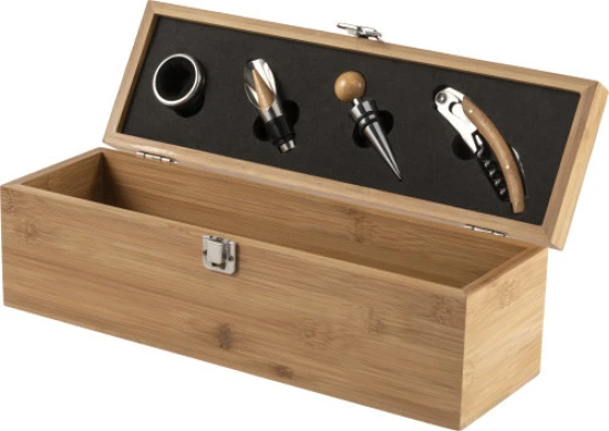 Wine gift box | Incl. 4 accessories | Bamboo | brown