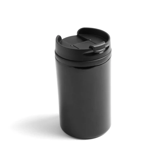 Tasse isolée | Acier inoxydable | 290 ml | Finition brillante | Couvercle doseur | Base rembourrée | Noir