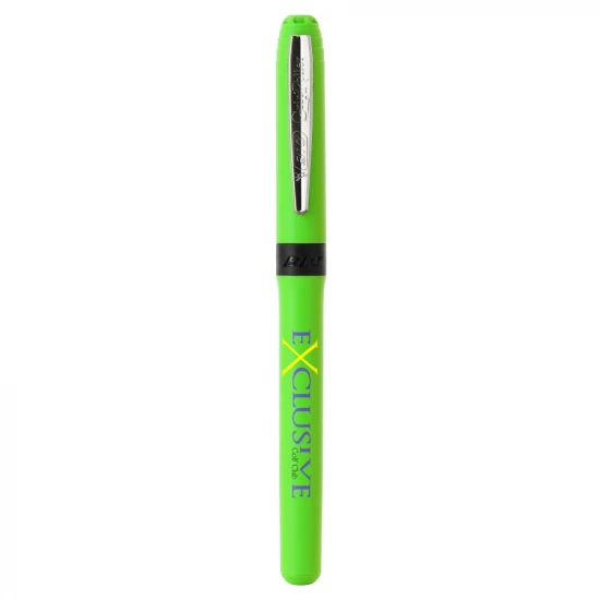 BIC® Grip roller pen | Plastic | Black & blue ink options | Apple green with chrome clip