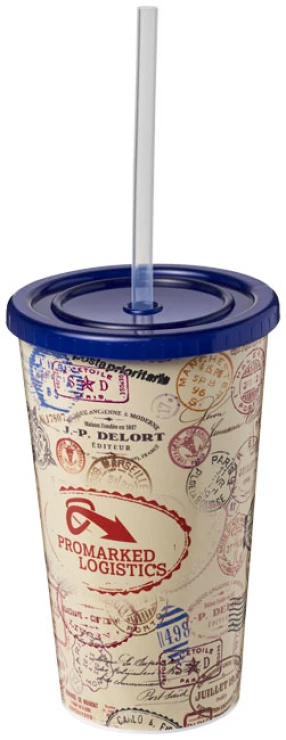 Double walled insulated cup | Silicone Plastic | 350 ml | Made in the UK | Blue