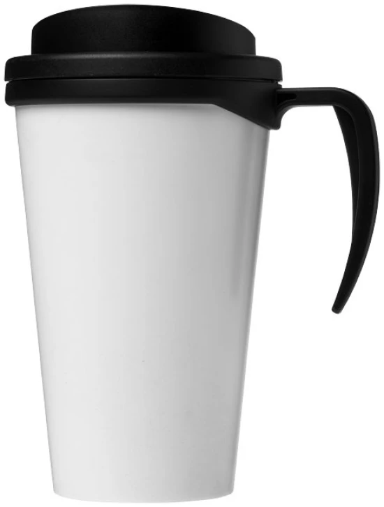 Doppelwandiger Isolierbecher mit Henkel | PP-Kunststoff | 350ml | Recycelt | schwarz