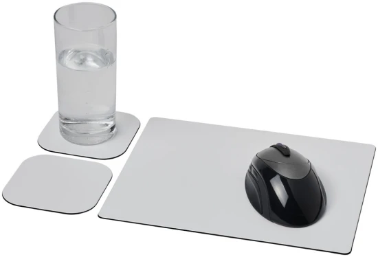 Mouse mat & coasters set | Recycled plastic | 24x19x0,3cm | 3 pcs | solid black