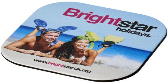 Square coaster | Recycled plastic & laminated paper | 9,5x9,5cm | Sustainable | solid black