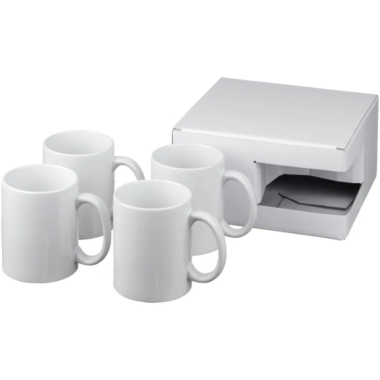 Mug en céramique 4-pièces | Coffret cadeau | 330 ml | Blanc
