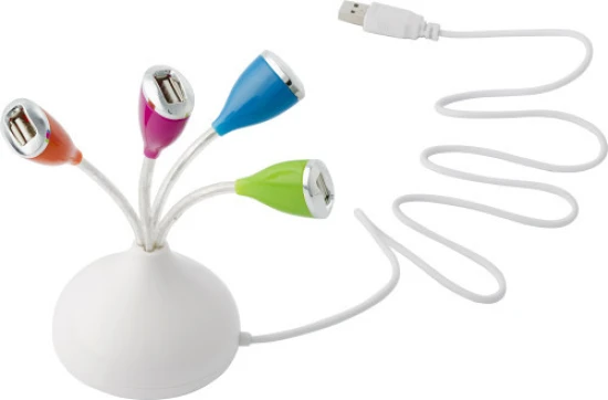 USB hub | ABS | 4 ports | Lenght of cable 54cm | custom;multicolour