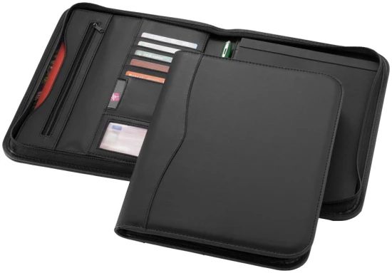 A4 Portfolio met ritssluiting | Imitatieleer | Compartiment en ritsvak | zwart