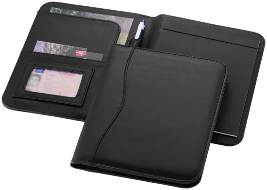 A5 Portolio | Imitation leather | Pen loop | 20 pages lined notepad | solid black