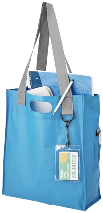 Expo non-woven tote bag | Aqua blue