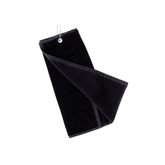 Golf Towel | 40x50cm | In absorbent and cotton 650g/m2 | With eyelet and carabiner closure | Black