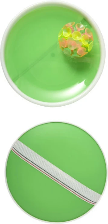 Jeu de balle trois pièces | Plastique | Avec deux supports | lime