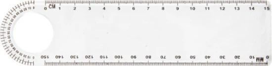 Ruler | Plastic | 15cm | With magnifying glass and protractor | neutral