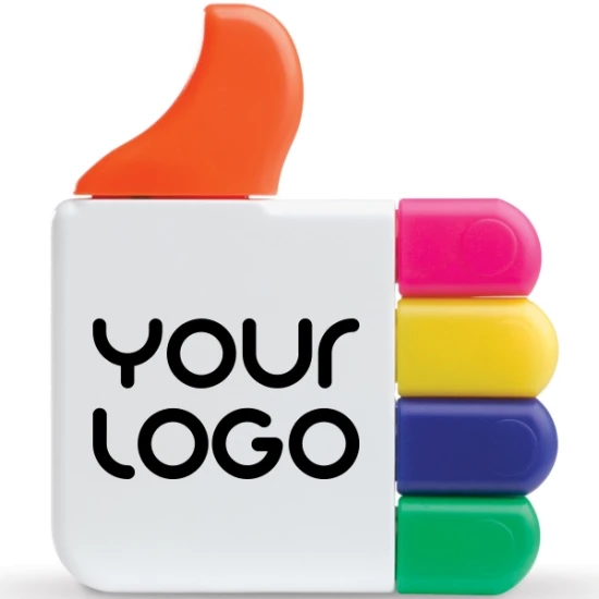 Textmarker | ABS | 5 Farben | Daumenform | Weiss