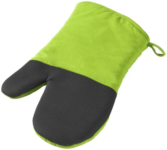 Oven gloves | 100% cotton | Silicone grip | Lime; Solid black