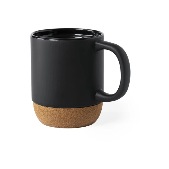 Mug | Ceramic | 420 ml | Base in natural cork | Black