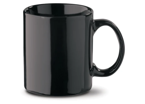 Farbige Tasse | Steingut | 300 ml | Große Druckfläche | Schwarz