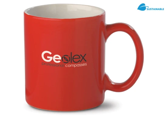 Becher | Steinzeug | 300ml | Weiß innen | Rot