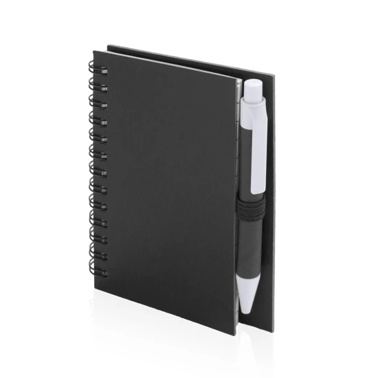 A7 notebook | 50 pages | Recycled cardboard | Pen included | Black