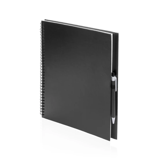 A4 spiral notebook | Recycled cardboard cover | 80 blank pages | Black