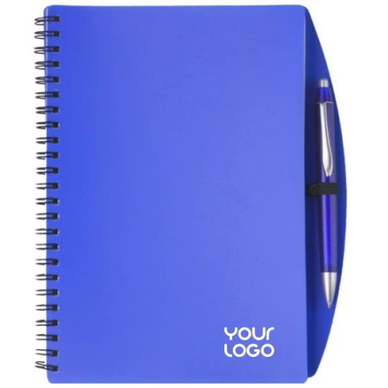 Ensemble de carnet A5 et stylo bille | PP | 65 pages lignées | Encre bleue | bleu