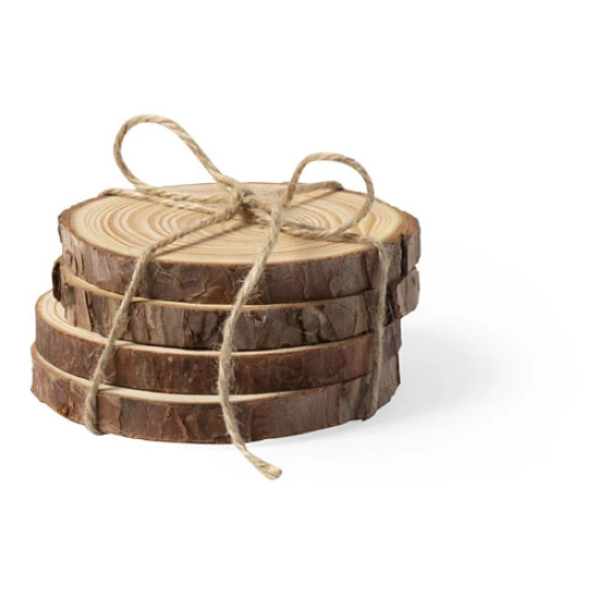 Ensemble de sous-verres | Bois de pin | 4 PC | Naturel | 