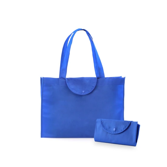 Opvouwbare tas | Non-woven | 90g/m2 | Knoopsluiting | Blauw