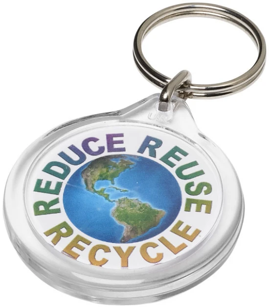 Round keyring | Plastic | Digital print paper | transparent clear