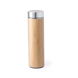 High quality water bottle | Bamboo and stainless steel | 500 ml | Safety screw-on cap