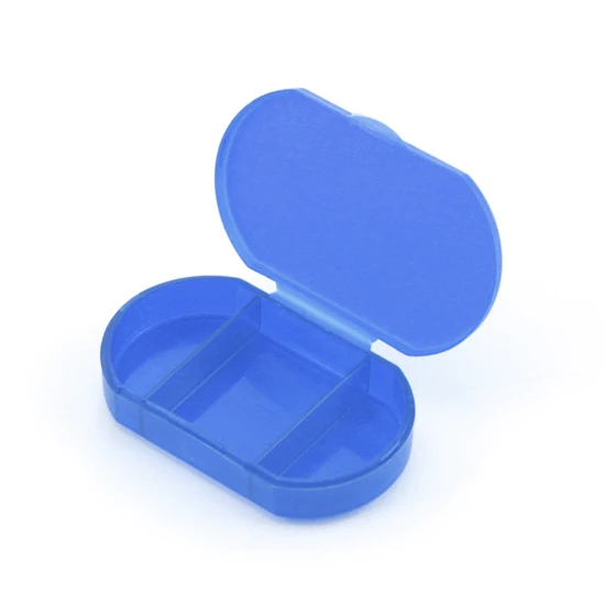 Pillendoosje | Plastic | 3 compartimenten | Met veiligheidsbox | Blauw