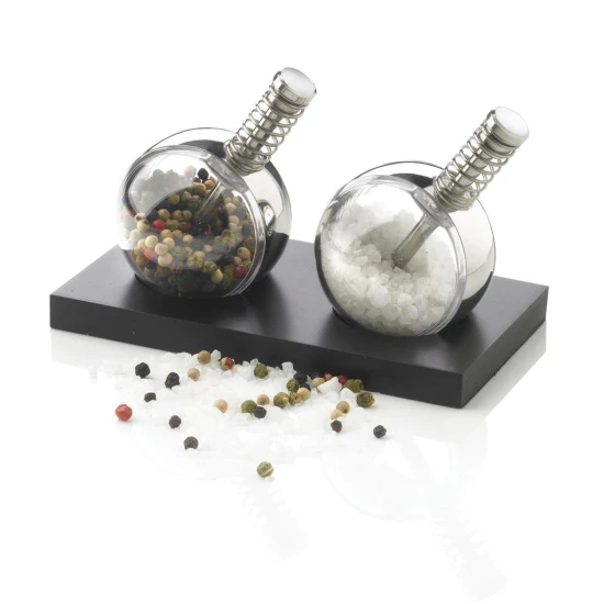 Pepper and salt set | Stainless steel & wood | Luxury | Black (30)