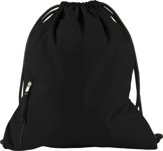 Borsa con coulisse | Nylon | 45x37x2cm | Con cerniera sul davanti | nero
