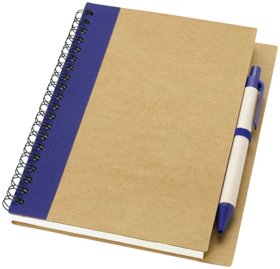 A6 Notitieboek | Gerecycled papier | 240 gelinieerde pagina’s | Pen inbegrepen | naturel;navy