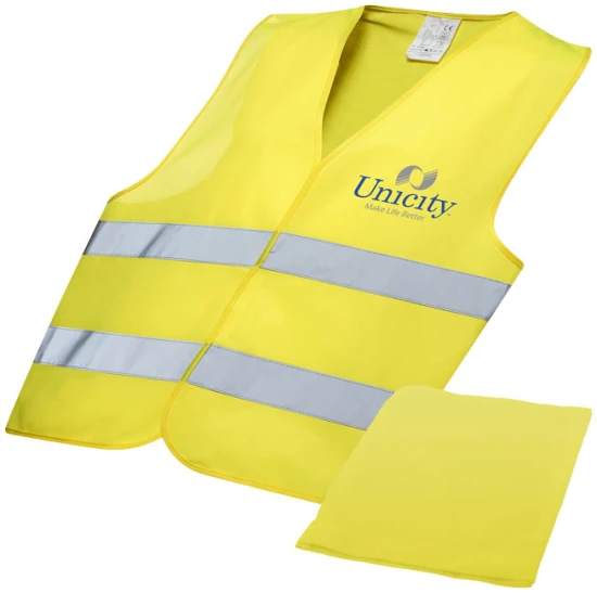 Gilet de sécurité | Polyester | XL | Avec pochette | Pour usage professionnel | Conforme à la réglementation de l’UE | jaune néon