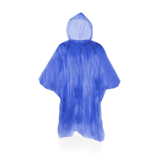 Poncho | HDPE | 127x102 cm | Heat-sealed finish | One size fits all | Print on the bag | Blue