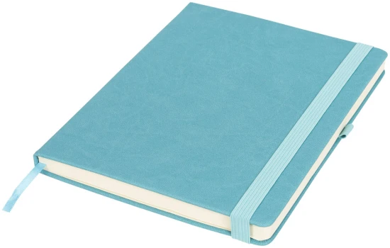Large notebook | PU | 128 sheets | 19,2x25,6cm | Cream lined paper | Aqua blue