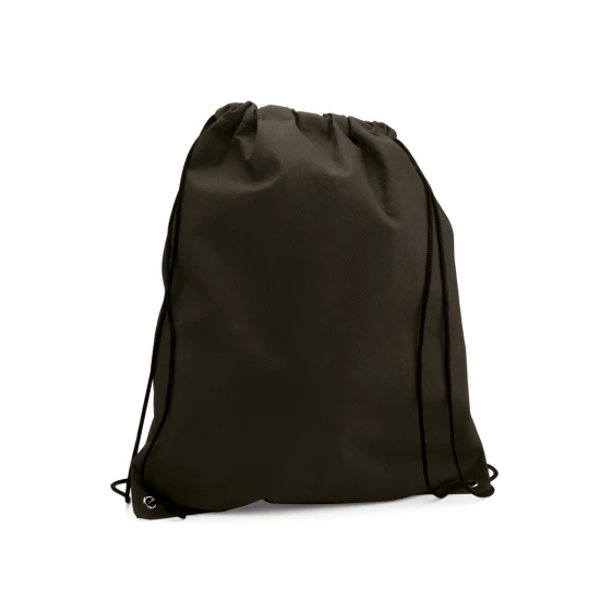 Sacca con cordoncini | Tessuto non tessuto | 36x42 cm | Angoli rinforzati con occhielli in metallo | Nero