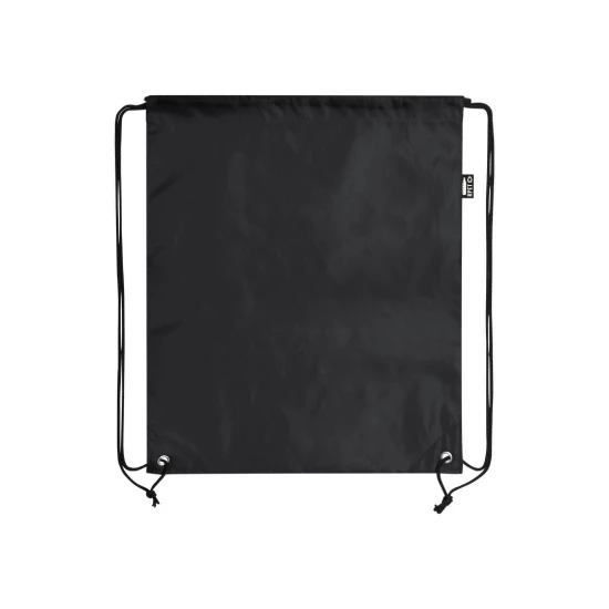 Trekkoordtas | rPET | 34x42 cm | Verstevigde hoeken met metalen oogjes | Zelfsluitende koorden | Zwart