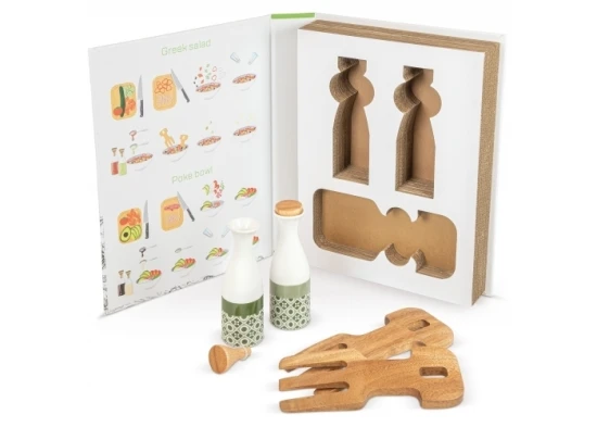 Saladeset | Keramiek | Olie, azijn & slavinken | Met twee recepten | Hout