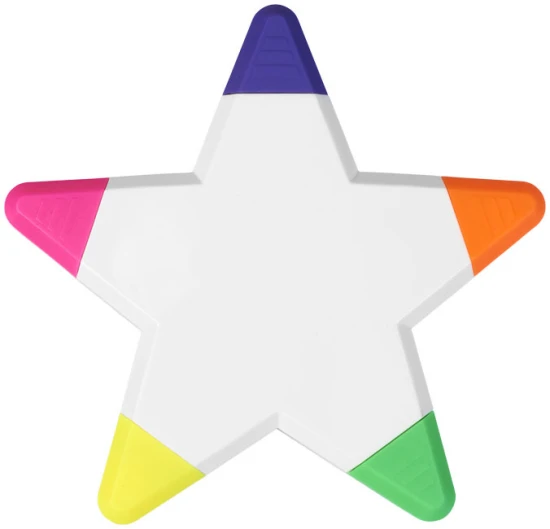 5-colour highlighter | PP Plastic | Star-shaped | white